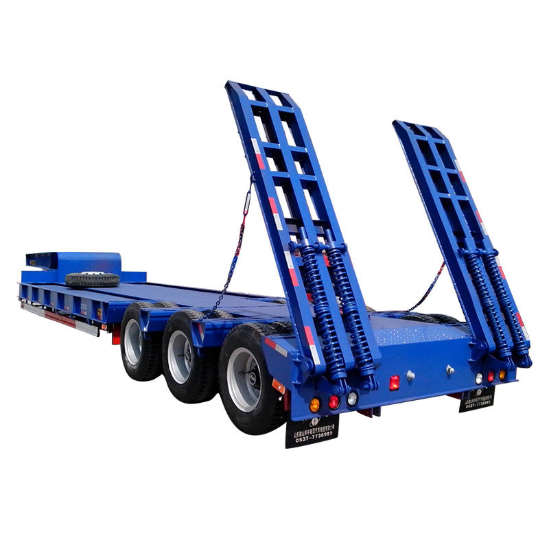 Semi low bed trailer delivery for heavy machinery